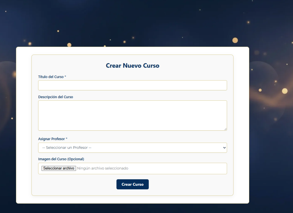 Formulario Crear Curso
