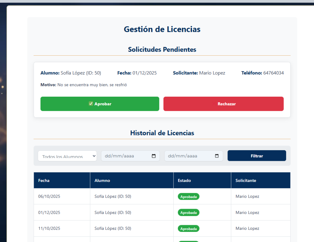 Gestión de Licencias Pendientes